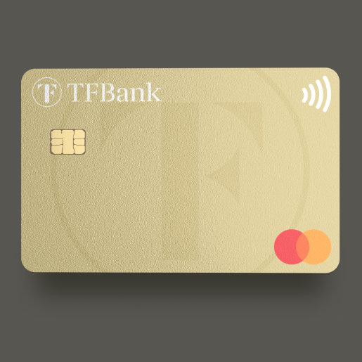 TF Mastercard Gold auf grauem Hintergrund.