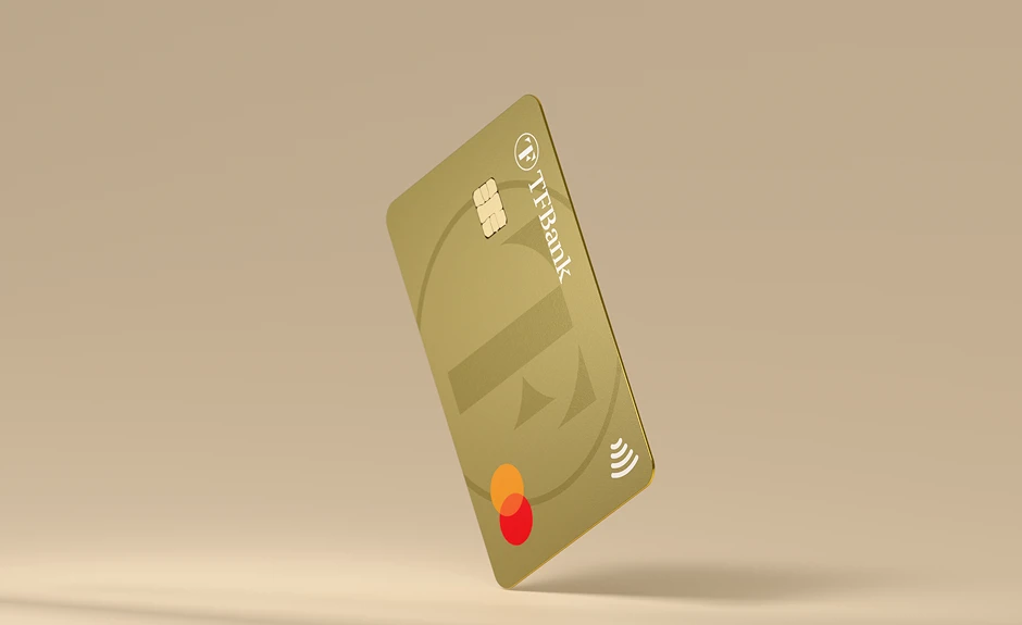 TF Mastercard Gold for bonze Hintergrund. Steht auf der unteren rechten Kante.