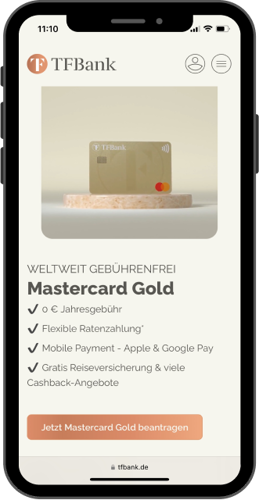 Screenshot Kreditkarte beantragen